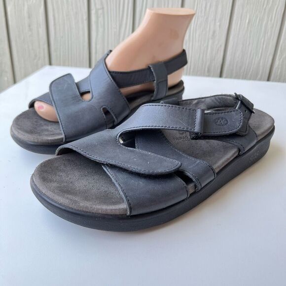 SAS Huggy Navy Leather Comfort Sandals Sz 9.5M – Retail $199 - Picture 2 of 8